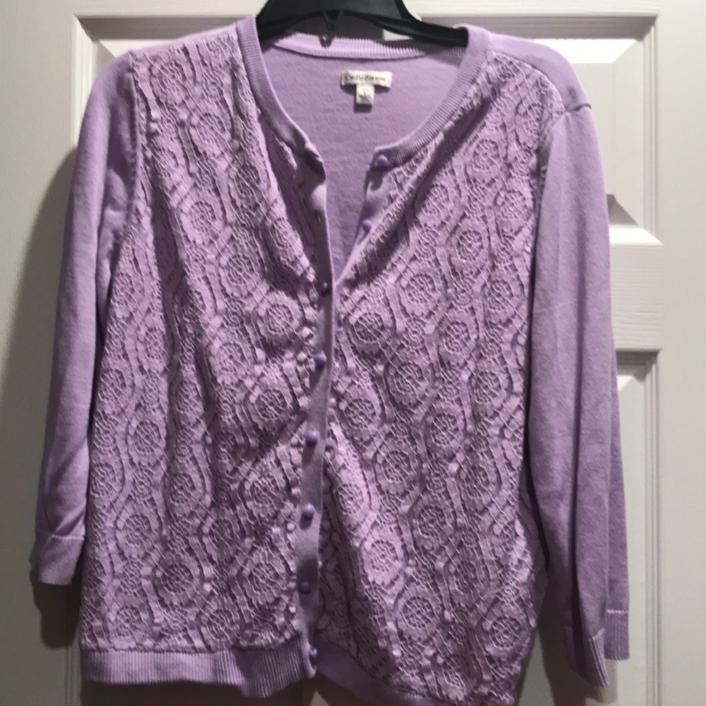 Purple with lace cardigan